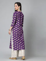 Women's Gold Printed Rayon Straight Kurta-TORUVOIL36