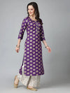 Women's Gold Printed Rayon Straight Kurta-TORUVOIL36