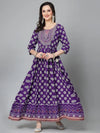 Women's Printed & Embroidered Rayon Flared Kurta-VOILZUBBY36