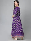 Women's Printed & Embroidered Rayon Flared Kurta-VOILZUBBY36