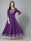 Women Voilet Embroidered Long Kurta