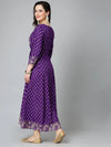 Women Voilet Embroidered Long Kurta