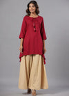 Juniper Women Fuchsia Rayon Solid Asymmetric Kurta