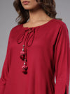 Juniper Women Fuchsia Rayon Solid Asymmetric Kurta