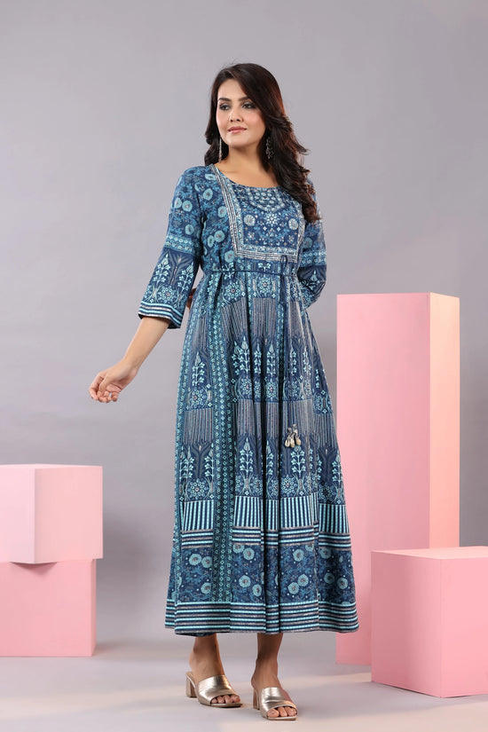 Juniper Women Blue Shantoon Floral Printed Maxi Dress