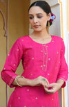 Juniper Women Fuchsia Shantoon Embroidered Straight Tunic