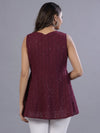 Juniper Women Wine Georgette Embroidered Peplum Tunic