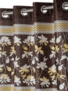 Home Sizzler 2 Piece Flower Border Panel Eyelet Polyester Long Door Curtains - 9 Feet, Brown