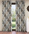 Home Sizzler 2 Piece Moroccan Motif Eyelet Glace Cotton Door Curtains - 7 Feet, Brown