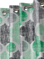 Home Sizzler 2 Piece Moroccan Motif Eyelet Glace Cotton Long Door Curtains - 9 Feet, Green