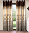 Home Sizzler 2 Piece Ethnic Motif Border Panel Eyelet Polyester Door Curtain - 7 Feet, Brown