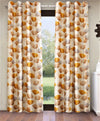 Home Sizzler 2 Pieces Classic Glory Eyelet Polyester Door Curtains - 7 Feet, Brown Yellow