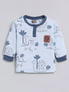 Nottie Planet Lion & Cat Printed Fancy Boys Set - Steel Blue