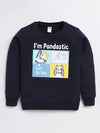 Nottie Planet Panda Printed Loopknit Full Sleeve Sweatshirt For Girl -Navy