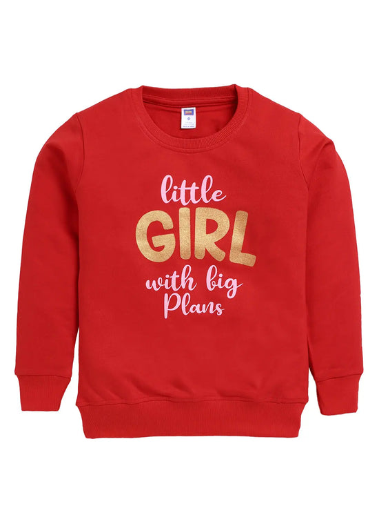 Nottie Planet Little Girl Printed Full Sleeve Loopknit Girl'S Sweatshirt- Red