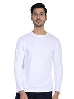 Fidato White Men's Full Sleeves Round Neck T-shirt