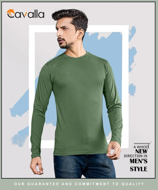 Masculino Latino Green Solid Round Neck T-Shirts-CV0001A-M