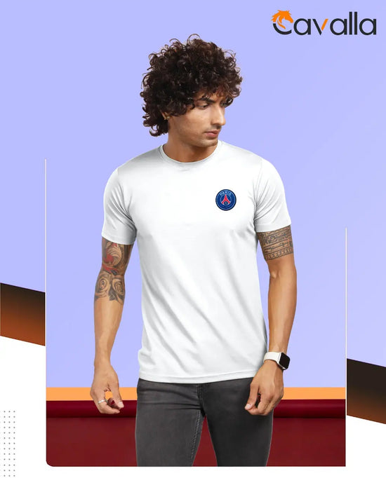 Masculino Latino White Solid Round Neck T-Shirts-CV0003B-M