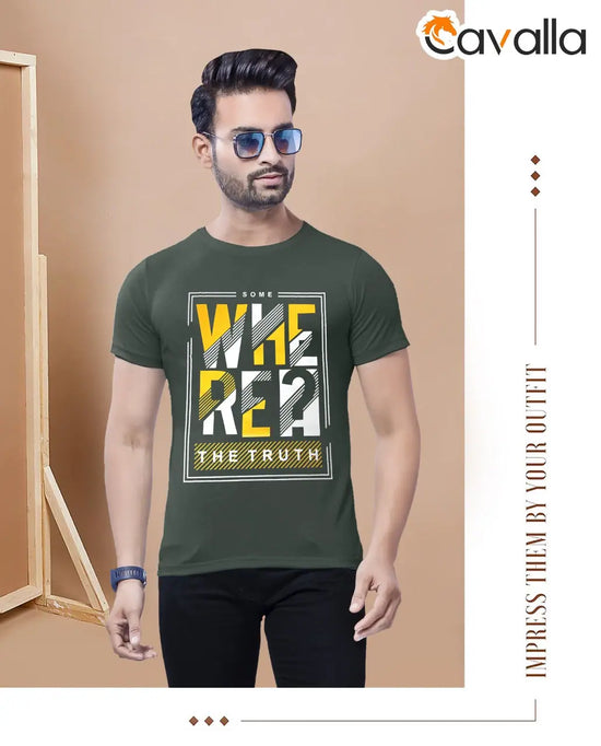 Masculino Latino Green Solid Round Neck T-Shirts-CV0005A-M