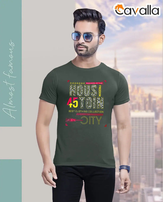 Masculino Latino Green Solid Round Neck T-Shirts-CV0006D-M