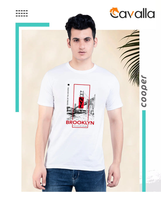 Masculino Latino White Solid Round Neck T-Shirts-CV0019A-M