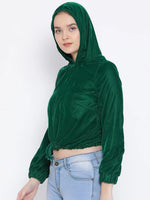 Women Solid Standard Green Full Sleeve Jacket