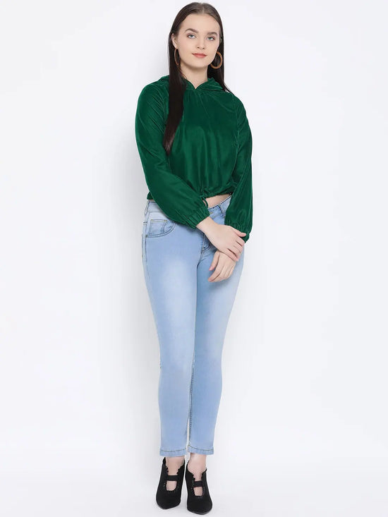 Women Solid Standard Green Full Sleeve Jacket