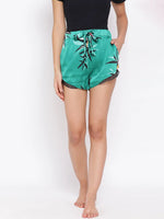 Green Mono Nightwear Women Shorts