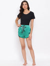 Green Mono Nightwear Women Shorts