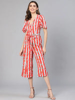 Women Printed Standard Red Jumpsuits & Sets