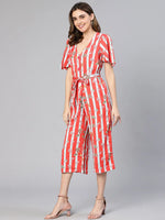 Women Printed Standard Red Jumpsuits & Sets