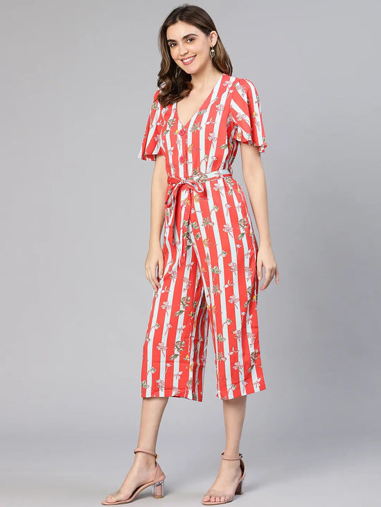 Women Printed Standard Red Jumpsuits & Sets