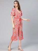 Women Printed Standard Red Jumpsuits & Sets