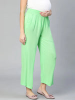 Women soild green elsaticated maternity pant