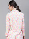 Women floral print collared multicolor nightwear shirt