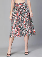 Women layer print elasticated multicolor flared skirt