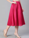 Women pink pleated & elasticated dupion silk skirt