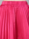 Women pink pleated & elasticated dupion silk skirt