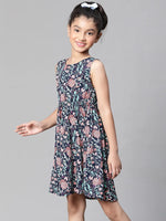 Girl multicolor floral print sleevless round neck dress-S23136GDR001_3..4