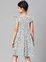 Girl animal print white round neck cotton dress