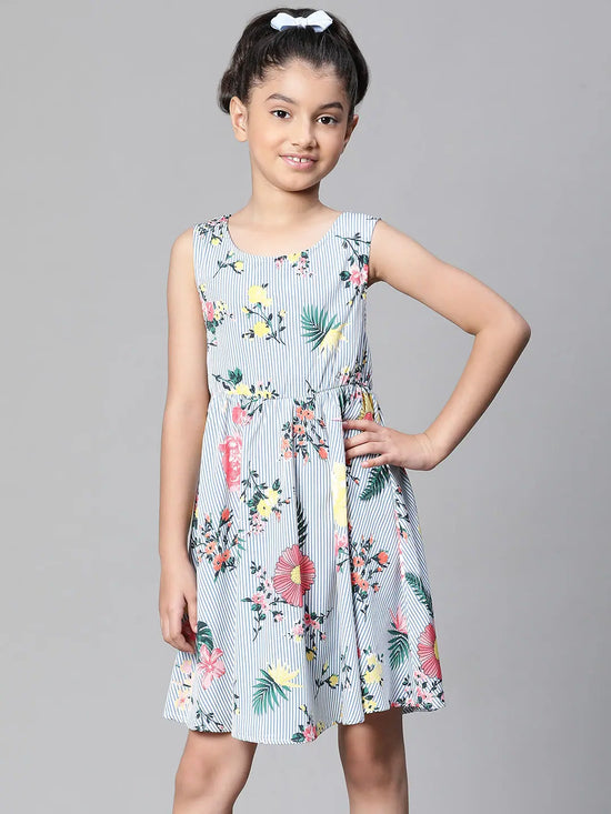 Girl multicolor floral print sleevless round neck dress-S23136GDR003_3..4