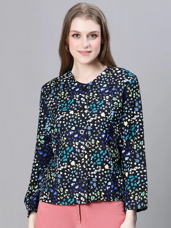 Women Printed Standard Multicolor Full Sleeve Jacket