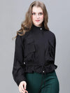 Women Solid Standard Black Full Sleeve Jacket