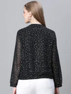 Women Printed Standard Black Full Sleeve Jacket