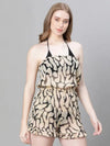 Women Brown Animal Print Elasticated Off -Shoulder Beachwear Playsuit