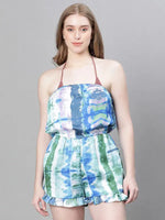 Women Multicolor Tie-Dye Print Elasticated Off -Shoulder Beachwear Playsuit