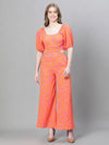 Women Printed Orange Jumpsuits & Sets