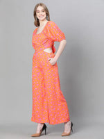 Women Printed Orange Jumpsuits & Sets