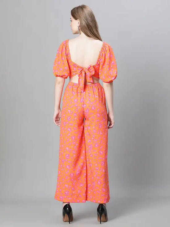 Women Printed Orange Jumpsuits & Sets