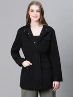 Women Solid Standard Black Full Sleeve Jacket